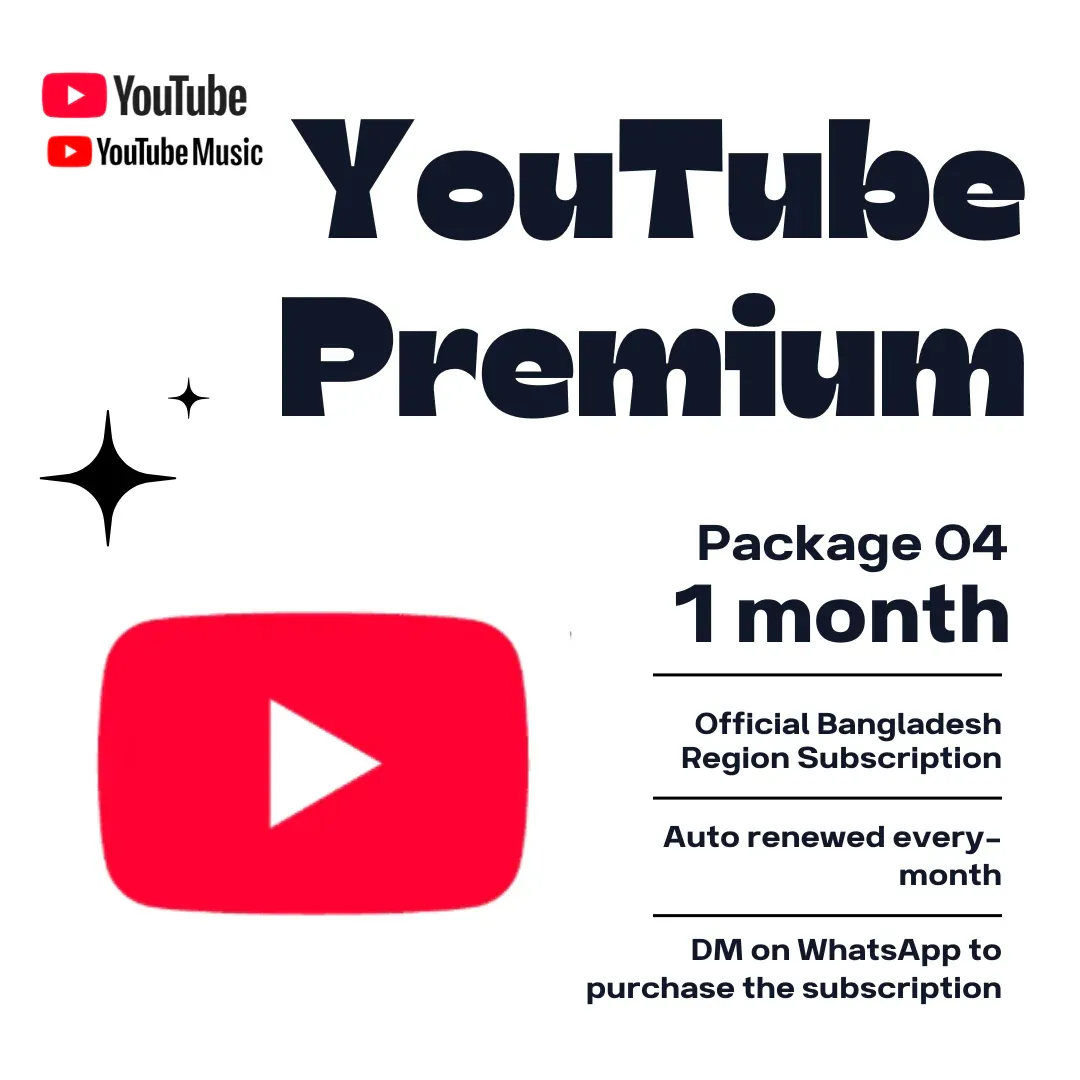 Youtube & YT Music Premium Subscription । Personal Account Access Only FOR BD.